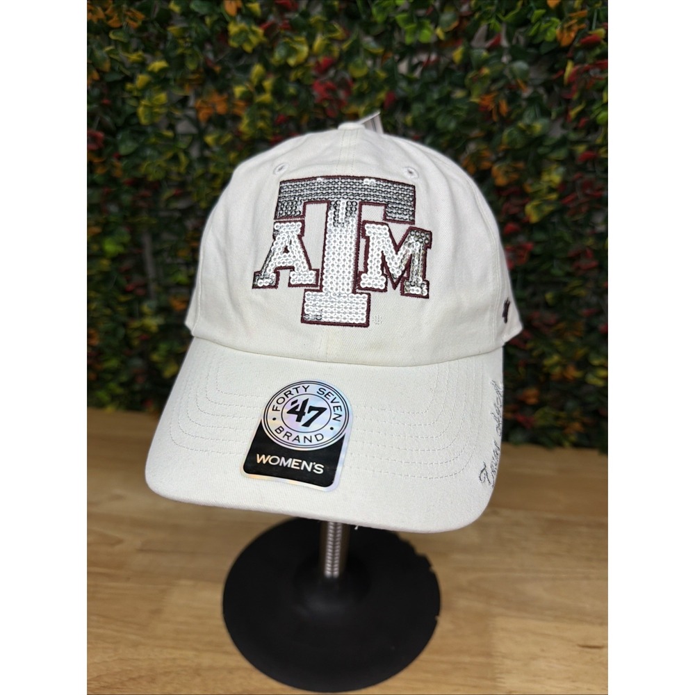 Texas A&M Aggies 47 Brand Hat Cap White Silver Sequin Logo Adjustable Women NCAA